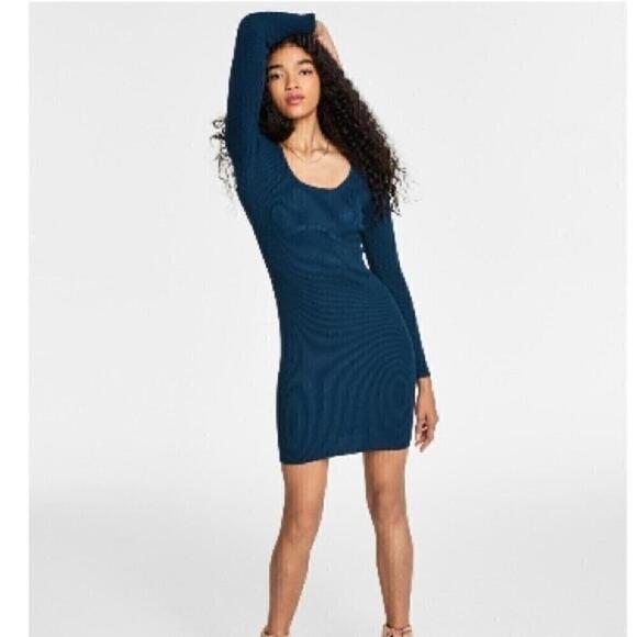 Hippie Rose Juniors'Bodycon Bustier Sweater Dress Turquoise size M - Picture 3 of 6